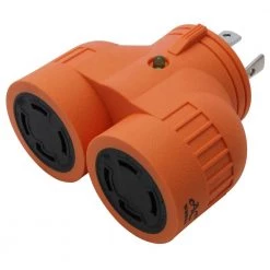 Adapter L14-30P 30 Amp 4-Prong Plug to Two 30 Amp L14-30R 4-Prong Connectors by AC WORKS
