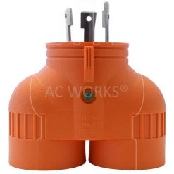 Adapter L6-30P 30 Amp 3-Prong Plug to Two 20 Amp 6-20R 3-Prong Connectors by AC WORKS -AC WORKS Shop ac works extension cord accessories advl630620 fa 1000