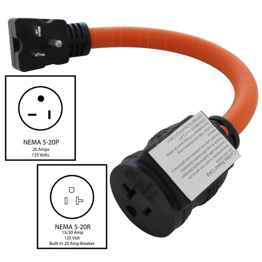 1 ft. 20A NEMA 5-20 Outlet Extender with 20A Breaker by AC WORKS 4 1 ft. 20A NEMA 5-20 Outlet Extender with 20A Breaker by AC WORKS - Image 2