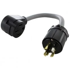 1.5 ft. 30 Amp 4-Prong L14-30P Generator Locking Plug to NEMA 14-50R RV/EV/Range Connection Adapter by AC WORKS