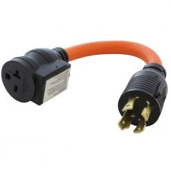 1.5 ft. 30 Amp 4-Prong L14-30P Locking Plug to 6-15/20 Outlet with 20 Amp Breaker by AC WORKS