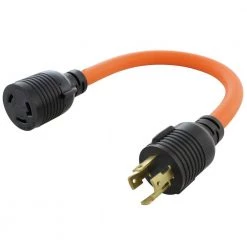 1.5 ft. L14-30P 4-Prong 30 Amp Generator Plug to L6-30R 30 Amp 250-Volt 3-Prong Locking Connector by AC WORKS
