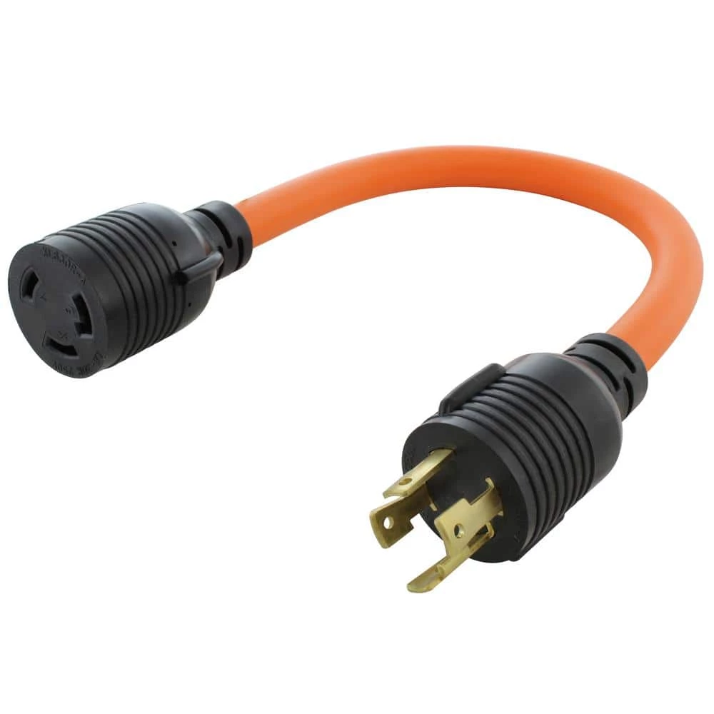 1.5 ft. L14-30P 4-Prong 30 Amp Generator Plug to L6-30R 30 Amp 250-Volt 3-Prong Locking Connector by AC WORKS 3 1.5 ft. L14-30P 4-Prong 30 Amp Generator Plug to L6-30R 30 Amp 250-Volt 3-Prong Locking Connector by AC WORKS