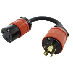 1 ft. Adapter Cord 3-Phase 30 Amp 250-Volt L15-30P 4-Prong Plug to L6-30R Locking 250-Volt Connector by AC WORKS