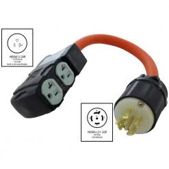 1.5 FT. L21-20P 20 Amp 5-Prong Locking Plug to (4) household Outlets with 20 Amp Breakers by AC WORKS -AC WORKS Shop ac works extension cord accessories l2120cbf520 c3 1000