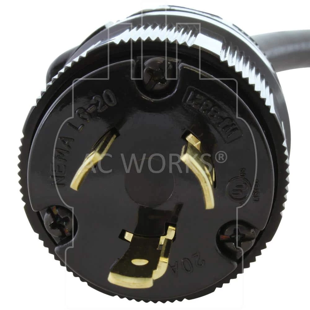 1 ft. SOOW 12/3 3-Prong L6-20 Male Plug to 6-15/20R 15 Amp /20 Amp 250-Volt Connector by AC WORKS 5 1 ft. SOOW 12/3 3-Prong L6-20 Male Plug to 6-15/20R 15 Amp /20 Amp 250-Volt Connector by AC WORKS - Image 3