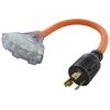 1.5 ft. 30 Amp 250-Volt L6-30 Plug to (3) NEMA 6-15/20 Tri-Outlets with Power Indicator by AC WORKS