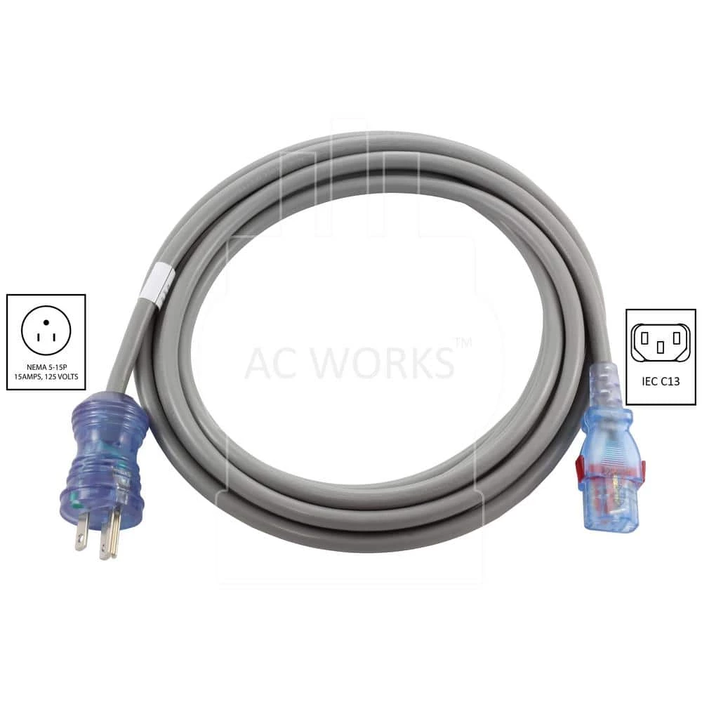 AC Connectors 15 ft. 13 Amp 16/3 Medical Grade Power Cord with Locking IEC C13 by AC WORKS 4 AC Connectors 15 ft. 13 Amp 16/3 Medical Grade Power Cord with Locking IEC C13 by AC WORKS - Image 2