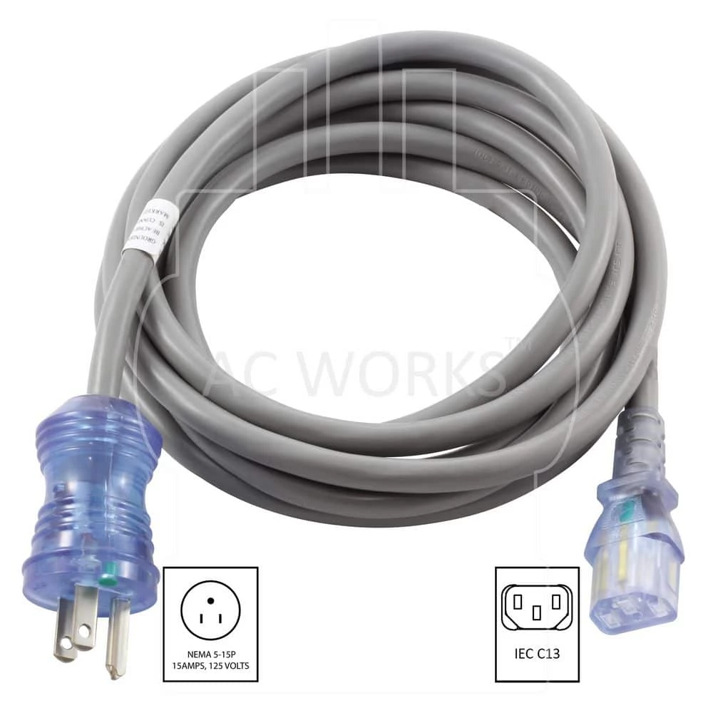 10 ft. 15 Amp 14/3 Medical/Hospital Grade Power Cord to IEC C13 End by AC WORKS 4 10 ft. 15 Amp 14/3 Medical/Hospital Grade Power Cord to IEC C13 End by AC WORKS - Image 2
