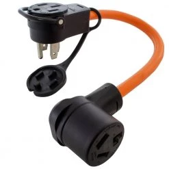 1.5 ft. 50 Amp 14-50 Piggy-Back Plug with 10-30R Connector Adapter Cord by AC WORKS
