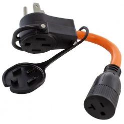 1 ft. 50 Amp 14-50 Piggy-Back Plug to Household 15/20 Amp Connector Adapter Cord by AC WORKS