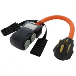 1.5 ft. Adapter NEMA 14-30P 4-Prong Dryer Plug to (4) Household Outlets with 24 Amp Breaker by AC WORKS