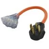 1.5 ft. 50 Amp 4-Prong RV/ Range 14-50P Plug to (3) NEMA 6-15/20 Tri-Outlet with Power Indicator by AC WORKS -AC WORKS Shop ac works extension cord accessories s1450w620 018 64 1000