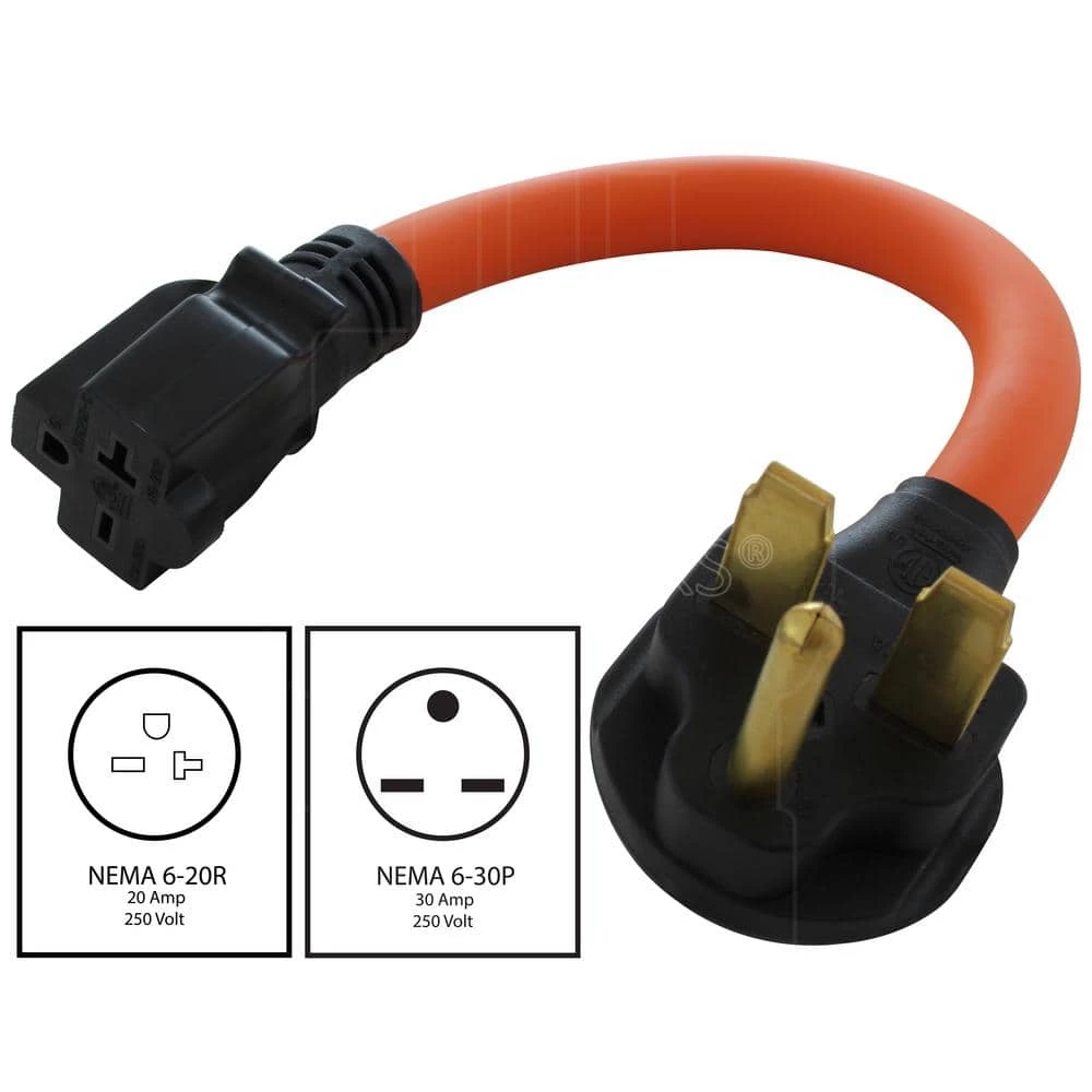 1 ft. 30 Amp 3-Prong 6-30P Commercial HVAC Plug to 6-15/20 Outlet by AC WORKS 4 1 ft. 30 Amp 3-Prong 6-30P Commercial HVAC Plug to 6-15/20 Outlet by AC WORKS - Image 2
