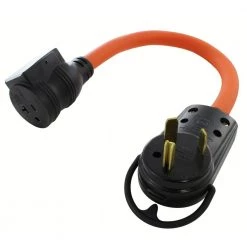 1.5 ft. 30 Amp RV Travel Trailer TT-30P Plug to 15/20 Amp T-Blade with 20 Amp Breaker by AC WORKS