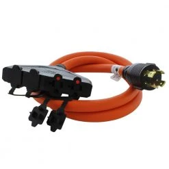 5 ft. L14-30P Generator 4-Prong 30 Amp Plug to (4) NEMA 5-15/20R 20 Amp Household Female Connectors Adapter Cord by AC WORKS