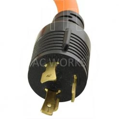 1.5 ft. 10/3 STW 30 Amp NEMA L5-30P Locking Plug to L14-30R Adapter (2-Hots Bridged) by AC WORKS -AC WORKS Shop ac works outlet adapters converters l530l1430 018 4f 1000
