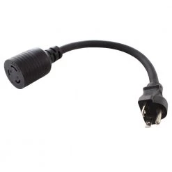 1 ft. 12/3 SJTW 20 Amp NEMA 5-20P Plug to 20 Amp L5-20R Locking Adapter Cord by AC WORKS