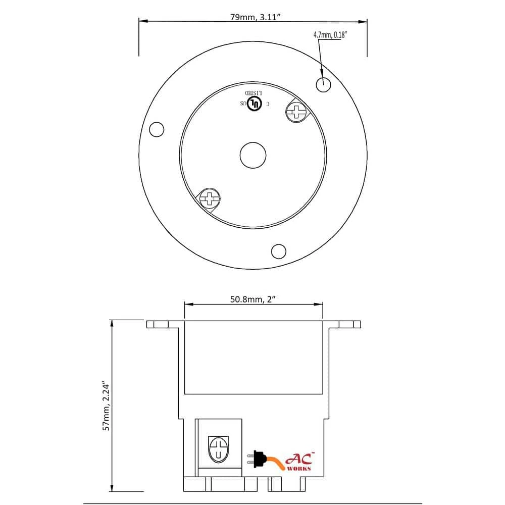 20-Amp Locking 4-Prong 125/250-Volt NEMA L14-20P Flanged Power Input Inlet by AC WORKS 6 20-Amp Locking 4-Prong 125/250-Volt NEMA L14-20P Flanged Power Input Inlet by AC WORKS - Image 4
