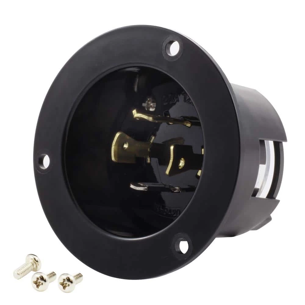 20-Amp Locking 4-Prong 125/250-Volt NEMA L14-20P Flanged Power Input Inlet by AC WORKS 3 20-Amp Locking 4-Prong 125/250-Volt NEMA L14-20P Flanged Power Input Inlet by AC WORKS