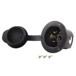 20-Amp Locking 4-Prong 125/250-Volt NEMA L14-20P Flanged Power Input Inlet With Weather Cover by AC WORKS