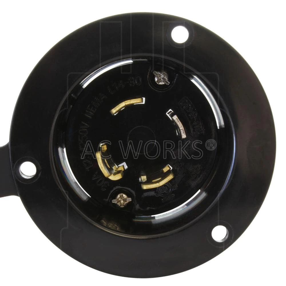 30-Amp Locking 4-Prong 125/250-Volt NEMA L14-30P Flanged Power Input Inlet With Weather Cover by AC WORKS 5 30-Amp Locking 4-Prong 125/250-Volt NEMA L14-30P Flanged Power Input Inlet With Weather Cover by AC WORKS - Image 3