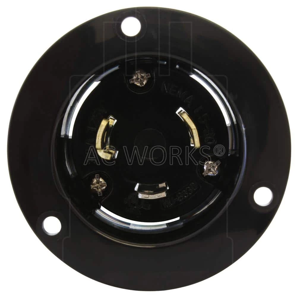 30-Amp Locking 3-Prong 125-Volt NEMA L5-30P Flanged Power Input Inlet by AC WORKS 5 30-Amp Locking 3-Prong 125-Volt NEMA L5-30P Flanged Power Input Inlet by AC WORKS - Image 3
