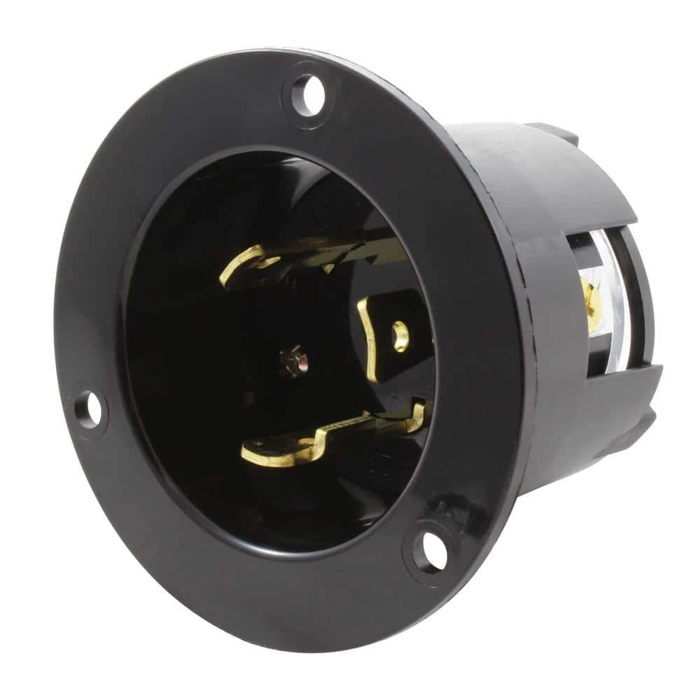 30 Amp Locking 3-Prong 250-Volt NEMA L6-30P Flanged Power Input Inlet by AC WORKS 3 30 Amp Locking 3-Prong 250-Volt NEMA L6-30P Flanged Power Input Inlet by AC WORKS