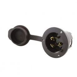 30 Amp Locking 3-Prong 250-Volt NEMA L6-30P Flanged Power Input Inlet with Weather Cover by AC WORKS