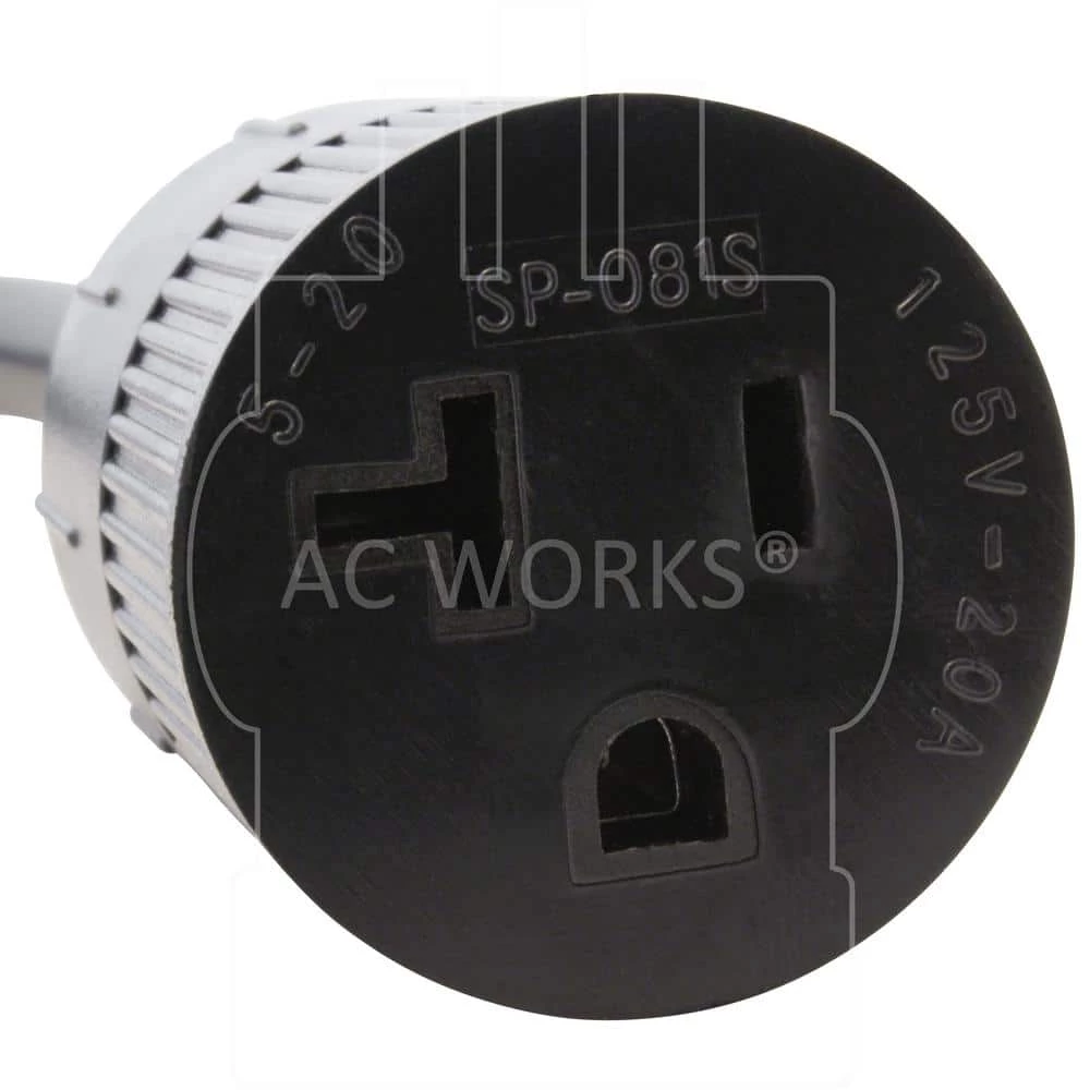 1.5 ft. 12/3 15 Amp 125-Volt NEMA 5-15P Flanged Power Input Inlet Extension Cord with Cover by AC WORKS 6 1.5 ft. 12/3 15 Amp 125-Volt NEMA 5-15P Flanged Power Input Inlet Extension Cord with Cover by AC WORKS - Image 4