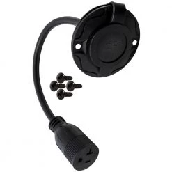 1.5 ft. 12/3 15 Amp 125-Volt NEMA 5-15P Flanged Power Input Inlet Extension Cord with Cover by AC WORKS