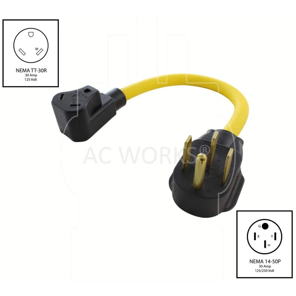 1.5 ft. 14-50P RV/Generator/Range Plug to 30 Amp RV Adapter by AC WORKS 4 1.5 ft. 14-50P RV/Generator/Range Plug to 30 Amp RV Adapter by AC WORKS - Image 2