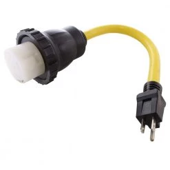 AC Connectors 1.5 ft. 10/3 Household 5-15P 15 Amp Plug to RV/Marine 50 Amp Detachable Inlet Adapter by AC WORKS