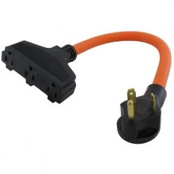 1.5 ft. 10/3 STW 30 Amp TT-30P RV/ Travel Trailer Plug to Tri-Outlets Household Sockets by AC WORKS