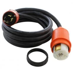 100 ft. L14-30P 30 Amp 4-Prong Locking Plug to CS6364 50 Amp Connector Temp Power Cord by AC WORKS