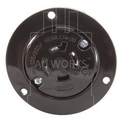 20 Amp 125/250-Volt NEMA L14-20R Flanged Mounting Locking Industrial Grade Outlet Receptacle by AC WORKS 10 20 Amp 125/250-Volt NEMA L14-20R Flanged Mounting Locking Industrial Grade Outlet Receptacle by AC WORKS -AC WORKS Shop black ac works electrical outlets receptacles asoul1420r 4f 1000