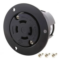 30 Amp 125/250-Volt NEMA L14-30R Flanged Mounting Locking Industrial Grade Outlet Receptacle by AC WORKS