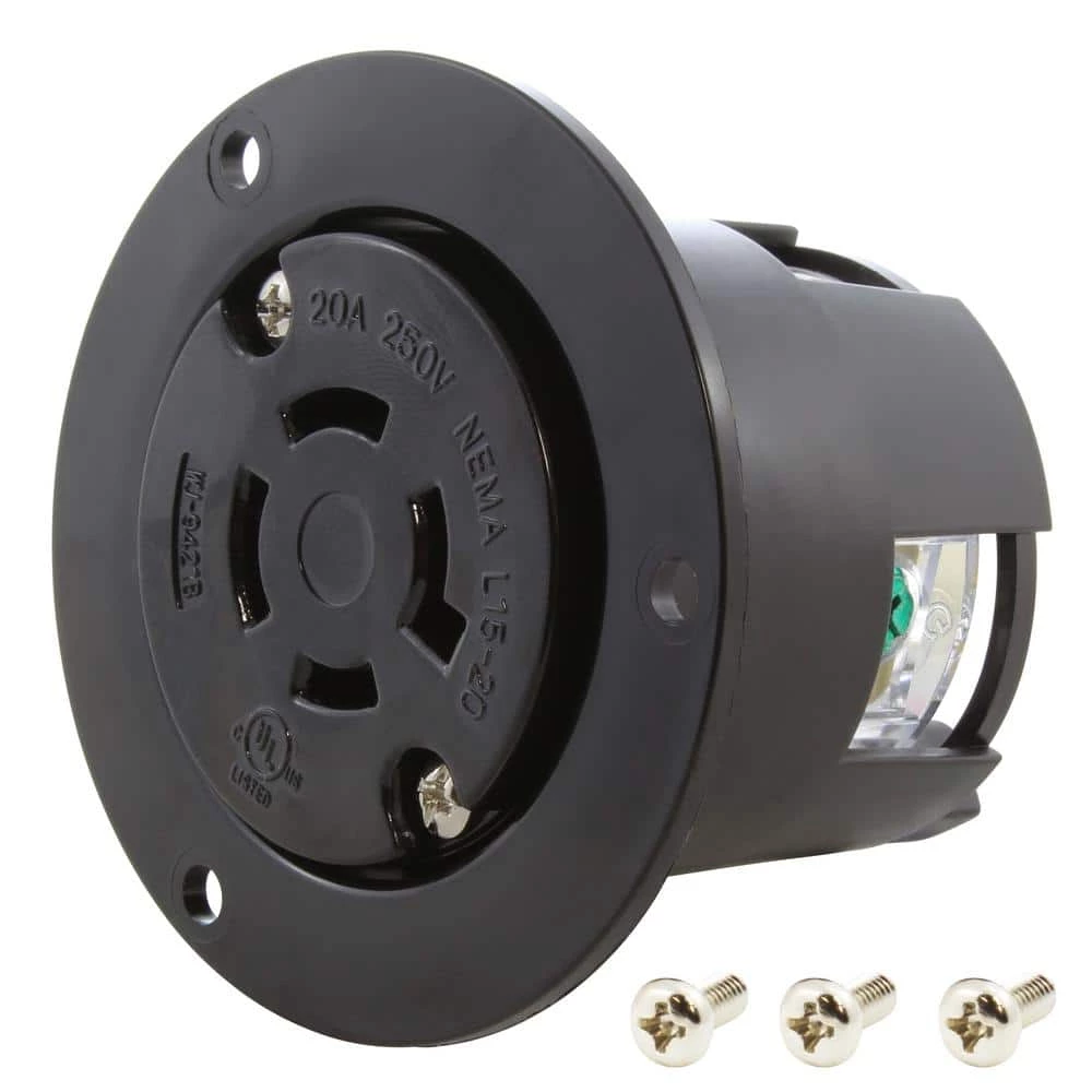 20 Amp 250-Volt 3-Phase Flanged Outlet UL and C-UL Listed by AC WORKS 3 20 Amp 250-Volt 3-Phase Flanged Outlet UL and C-UL Listed by AC WORKS