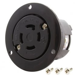 3-Phase 30 Amp 250-Volt NEMA L15-30R Flanged Mounting Locking Industrial Grade Receptacle by AC WORKS