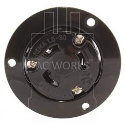 30-Amp 125-Volt NEMA L5-30R Flanged Mounting Locking Industrial Grade SIngle Outlet Receptacle by AC WORKS -AC WORKS Shop black ac works electrical outlets receptacles asoul530r 4f 1000