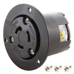 20 Amp 250-Volt NEMA L6-20R Flanged Mounting Locking Industrial Grade Outlet Receptacle by AC WORKS