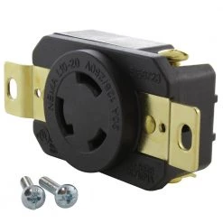 20 Amp 125-Volt/250-Volt Nema L10-20R Flush Mount Locking Industrial Grade Outlet by AC WORKS