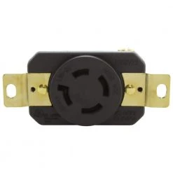 20 Amp 3-Phase 250-Volt L15-20R Flush Mount Locking Industrial Grade Outlet with UL and C-UL Certifications by AC WORKS -AC WORKS Shop black ac works electrical outlets receptacles fml1520r 4f 1000