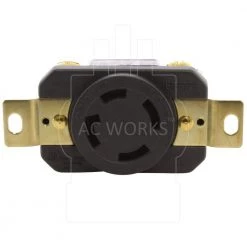 3-Phase 30 Amp 250-Volt NEMA L15-30R Flush Mounting Locking Industrial Grade Receptacle by AC WORKS -AC WORKS Shop black ac works electrical outlets receptacles fml1530r 4f 1000