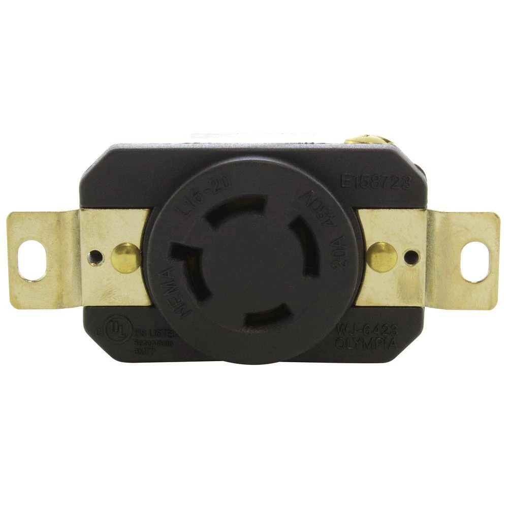 20 Amp 480-Volt 3-Phase Nema L16-20R Flush Mount Locking Industrial Grade Outlet by AC WORKS 5 20 Amp 480-Volt 3-Phase Nema L16-20R Flush Mount Locking Industrial Grade Outlet by AC WORKS - Image 3