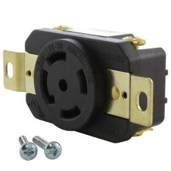 30 Amp 120-Volt/280-Volt Nema L21-30R Flush Mount Locking Industrial Grade Outlet by AC WORKS