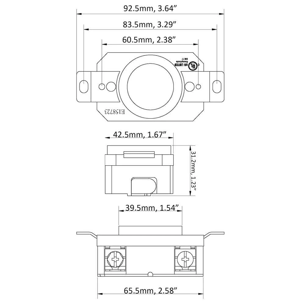 30 Amp 120-Volt/280-Volt Nema L21-30R Flush Mount Locking Industrial Grade Outlet by AC WORKS 7 30 Amp 120-Volt/280-Volt Nema L21-30R Flush Mount Locking Industrial Grade Outlet by AC WORKS - Image 5