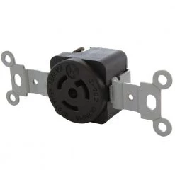 NEMA L5-15R 15 Amp 125-Volt Single Flush Mount Locking Industrial Grade Outlet in Black by AC WORKS