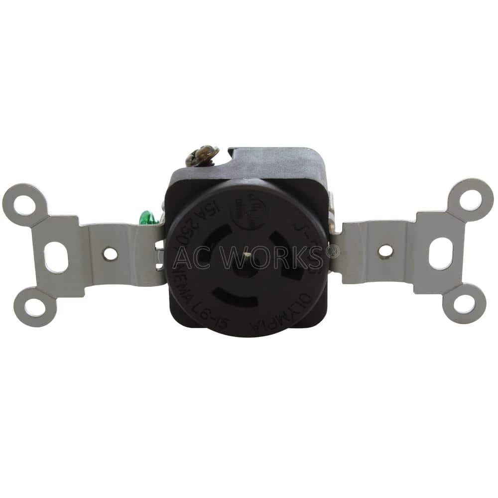 NEMA L6-15R 15 Amp 250-Volt Single Flush Mount Locking Industrial Grade Outlet in Black by AC WORKS 5 NEMA L6-15R 15 Amp 250-Volt Single Flush Mount Locking Industrial Grade Outlet in Black by AC WORKS - Image 3