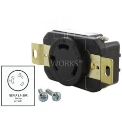 30A, 277V, Single NEMA L7-30R Flush Mounting Locking Industrial Grade Receptacle by AC WORKS 9 30A, 277V, Single NEMA L7-30R Flush Mounting Locking Industrial Grade Receptacle by AC WORKS -AC WORKS Shop black ac works electrical outlets receptacles fml730r c3 1000